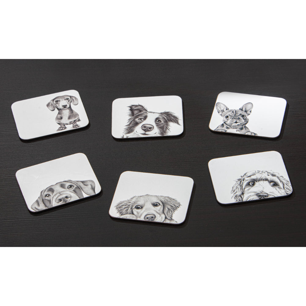 Ashdene Peeking Pups Set of 6 Coasters
