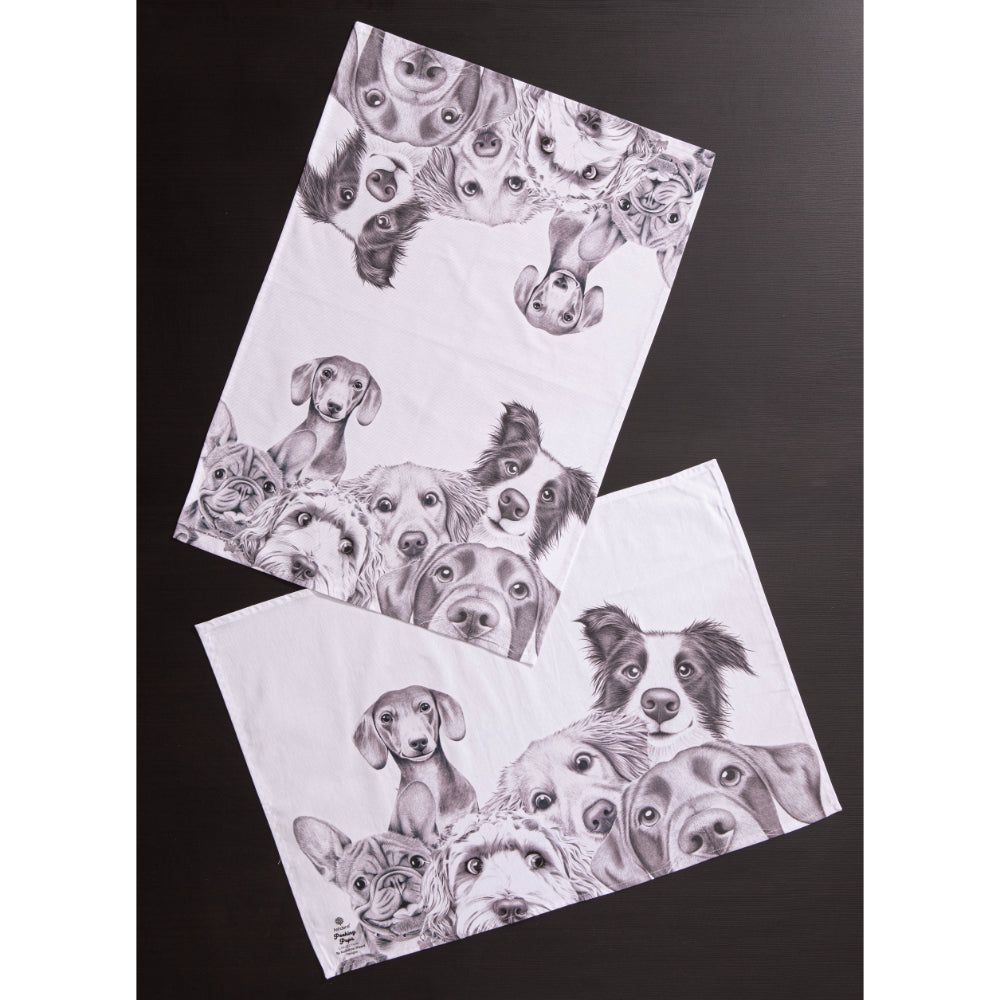 Ashdene Peeking Pups Set of 2 Kitchen Towels