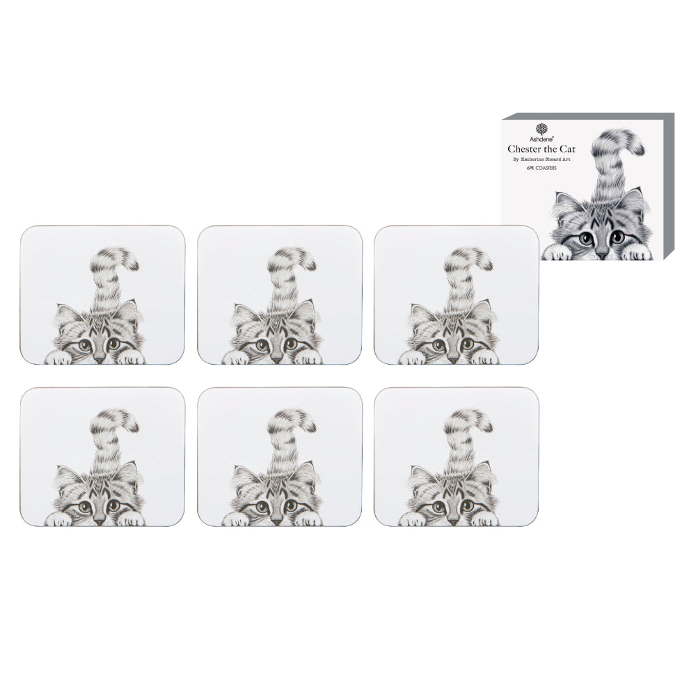 Ashdene Chester The Cat Set of 6 Coasters