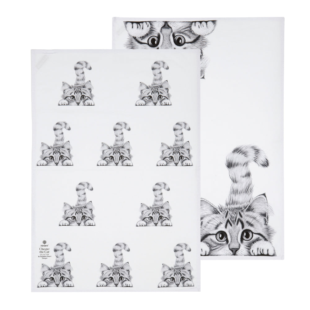Ashdene Chester The Cat Set of 2 Kitchen Towels