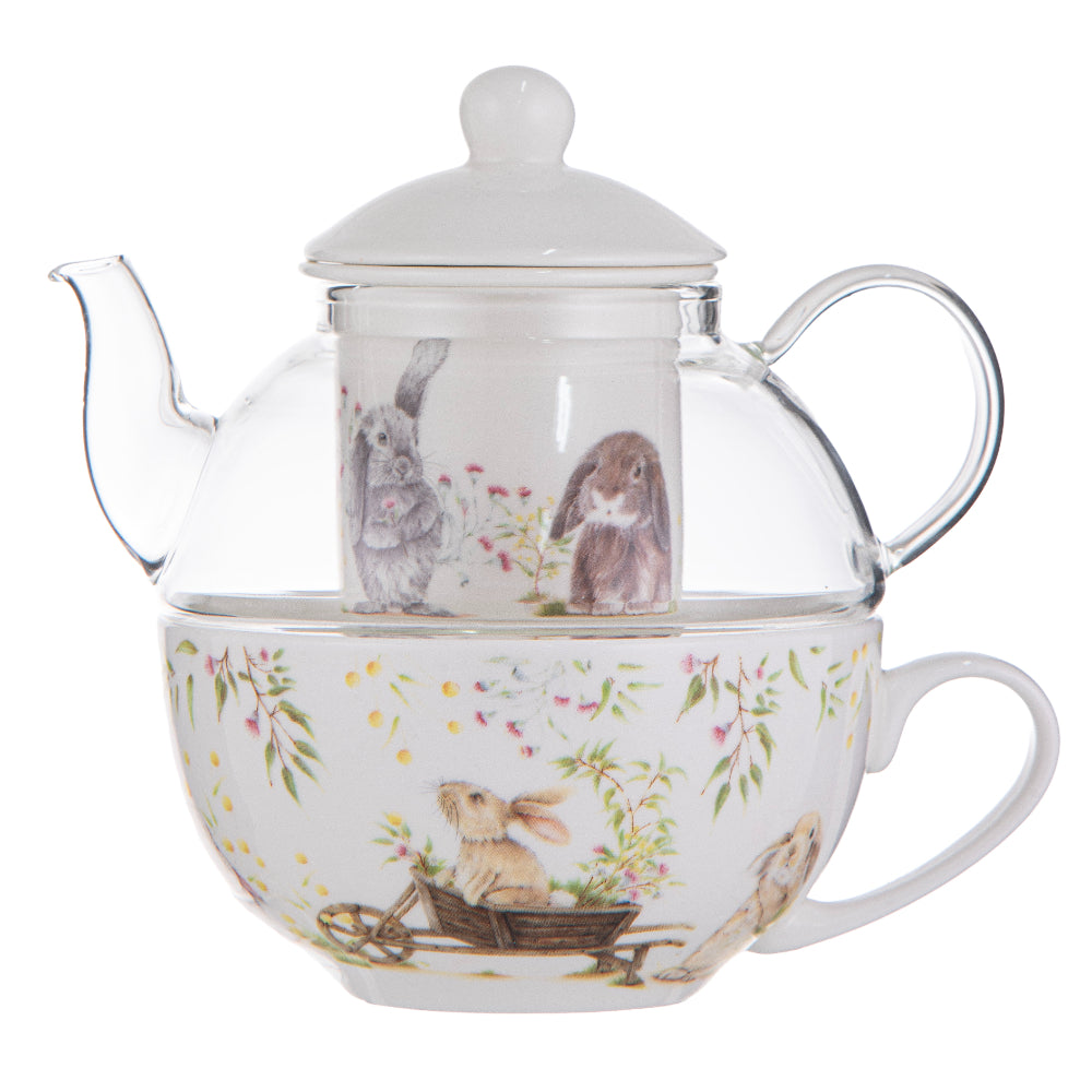 Ashdene Bunny Tales Glass Top Tea For One
