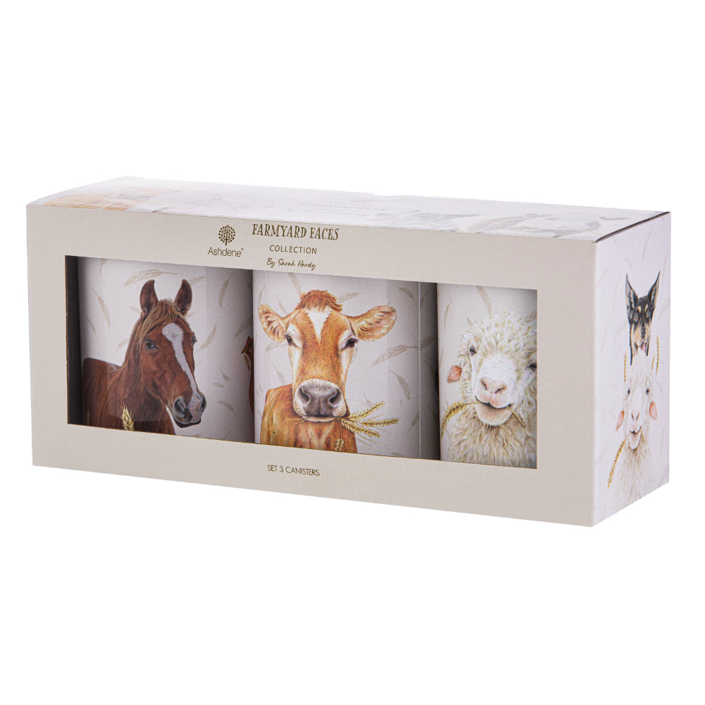 Ashdene Farmyard Faces Set of 3 Canisters