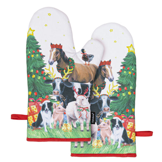 Ashdene Christmas At The Farm Set Of 2 Oven Mitts