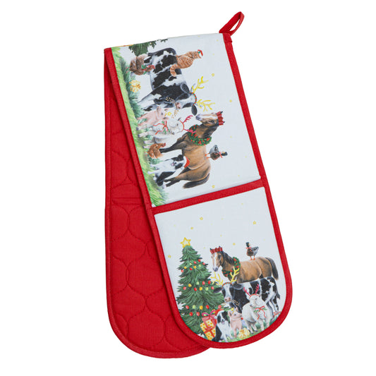 Ashdene Christmas At The Farm Double Oven Mitt