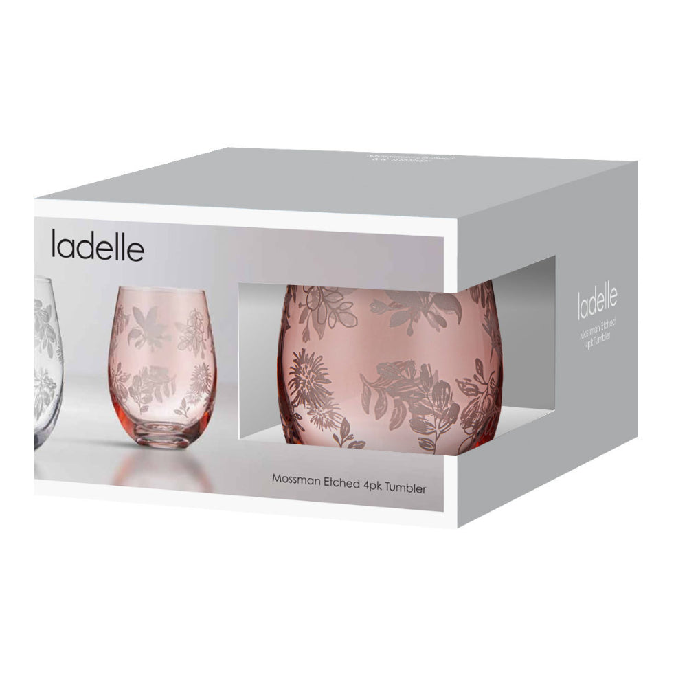 Ladelle Mossman Blush Etched Set Of 4 Tumblers