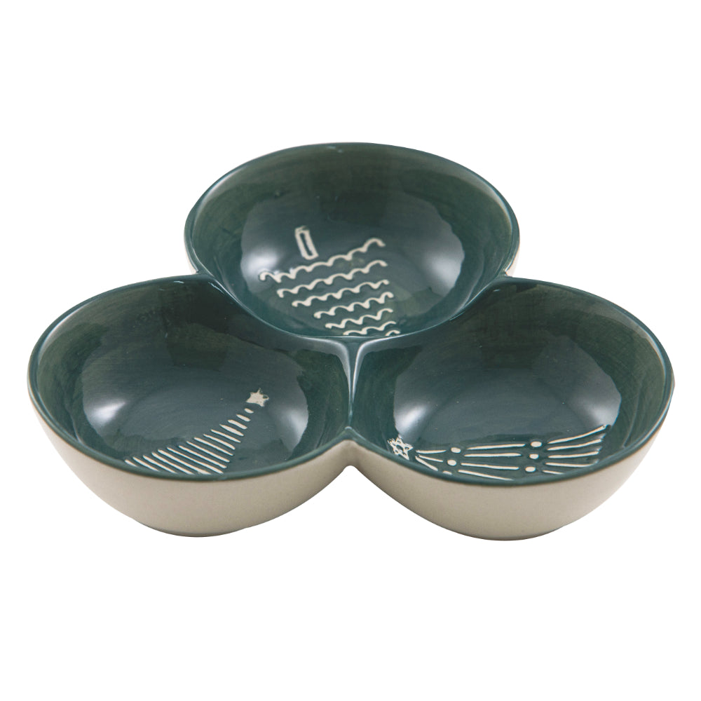 Ladelle Christmas Evergreen 3 Pod Bowl