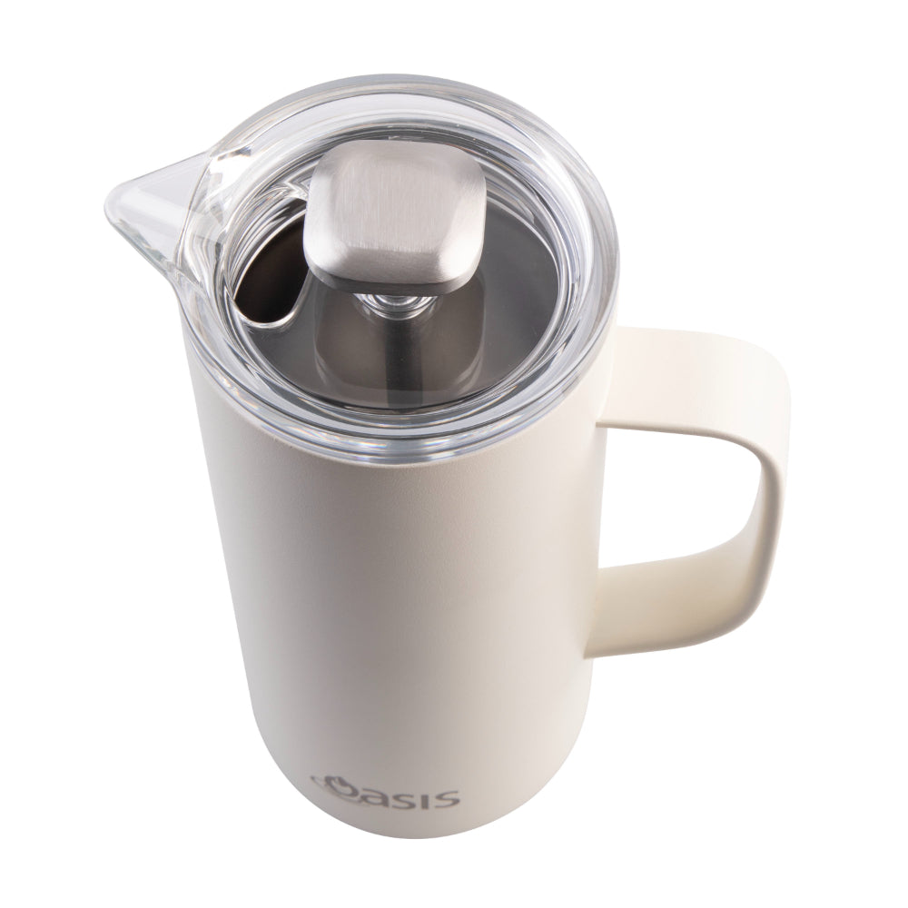 Oasis Stainless Steel Double Wall Insulated Coffee Press 4 Cup Alabaster