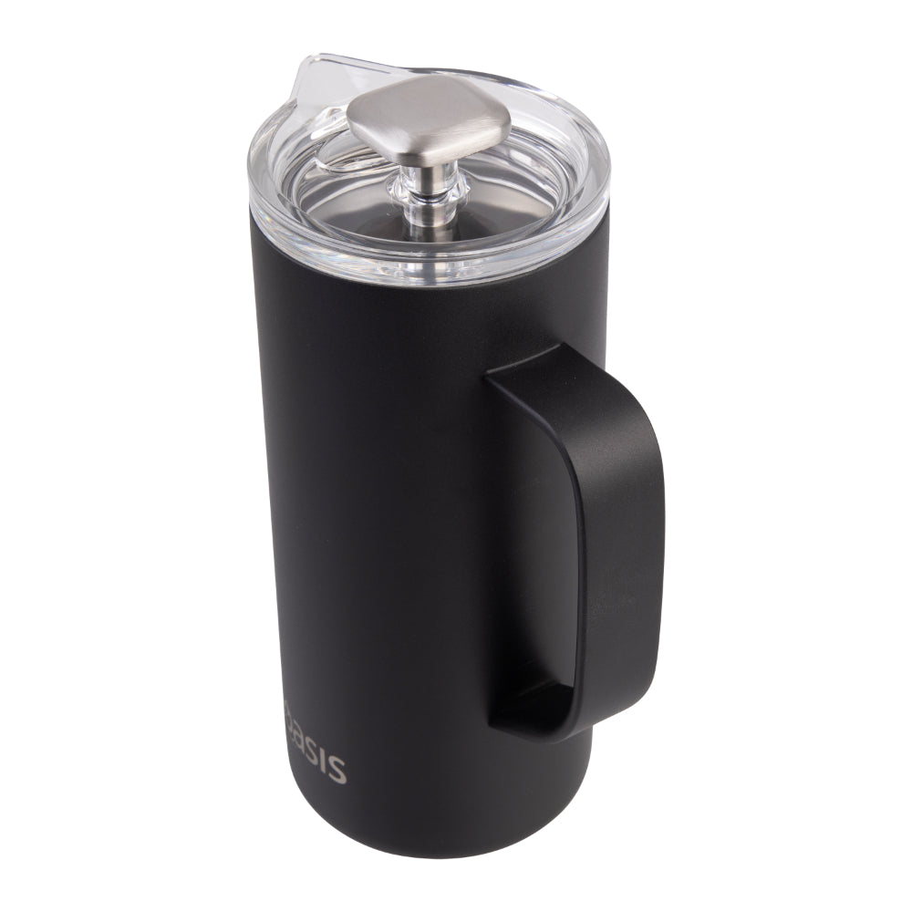 Oasis Stainless Steel Double Wall Insulated Coffee Press 4 Cup Black