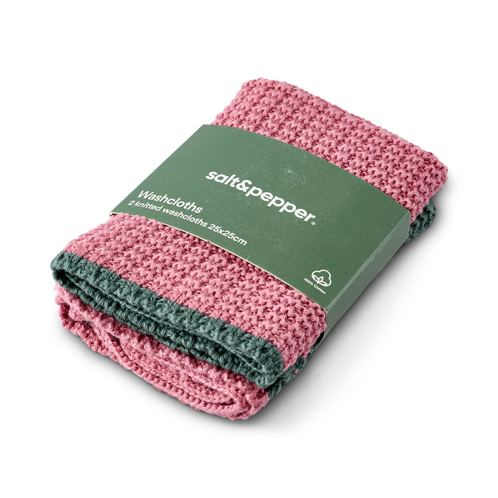 Salt & Pepper Knitted Washcloth 25x25cm Set of 2