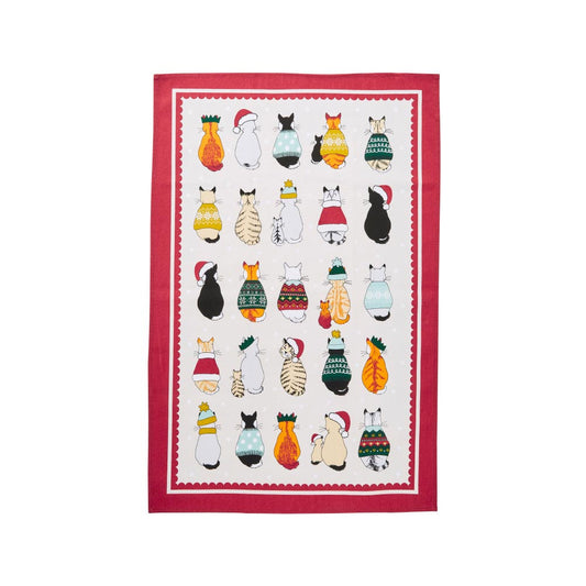 Ulster Weavers Christmas Cats in Waiting Cotton Tea Towel