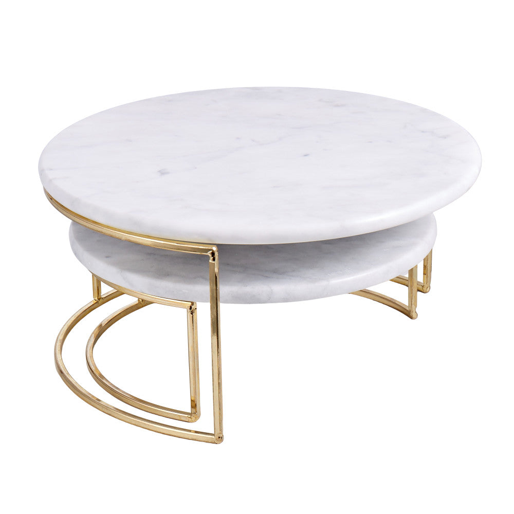 Davis & Waddell Nuvolo Round Marble Set of 2 Cake Stands