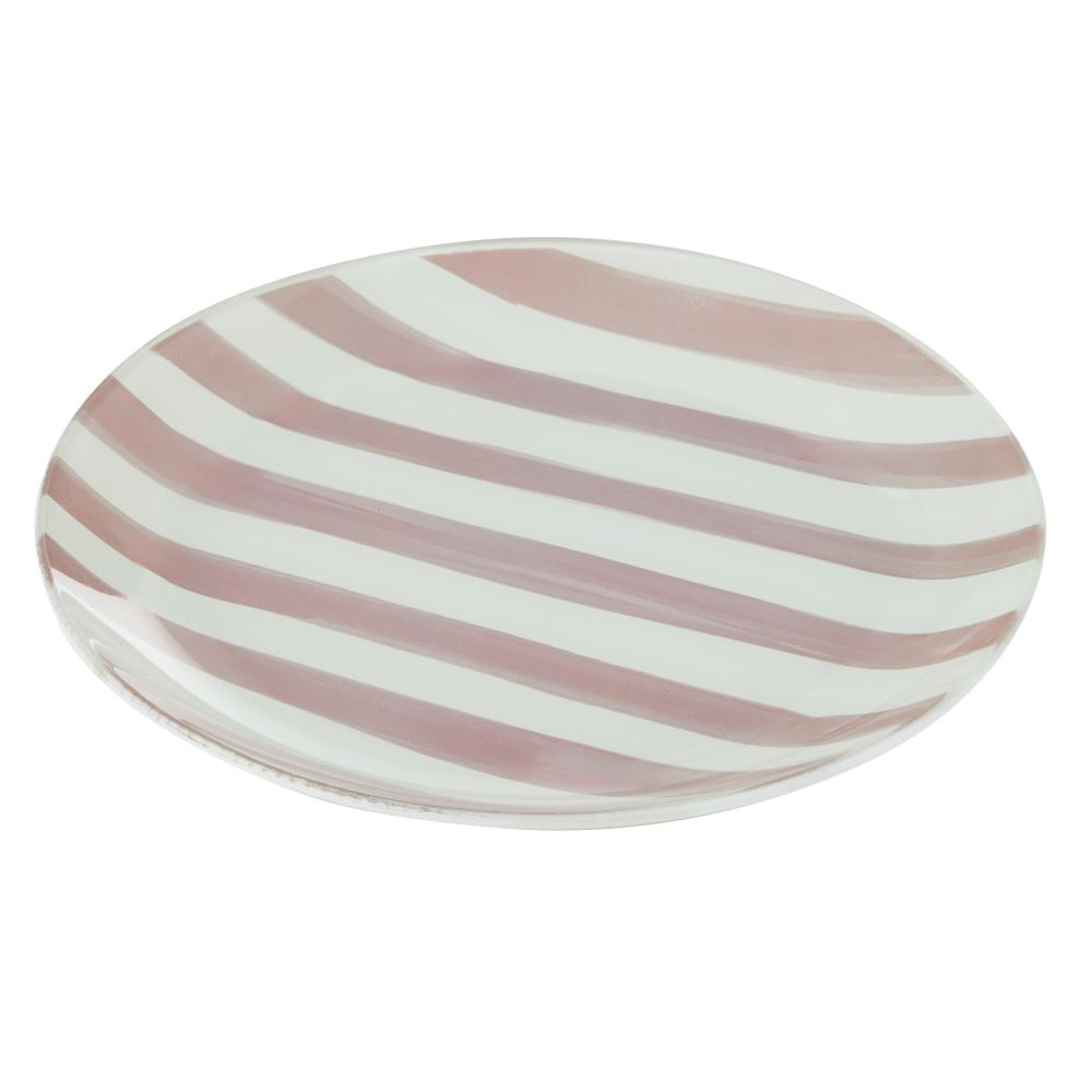 Emporium Lulu Glass Stripe Plate Purple at Robins Kitchen