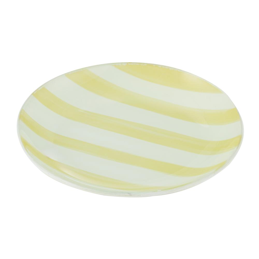 Emporium Lulu Glass Stripe Plate Yellow at Robins Kitchen
