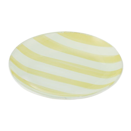 Emporium Lulu Glass Stripe Plate Yellow at Robins Kitchen