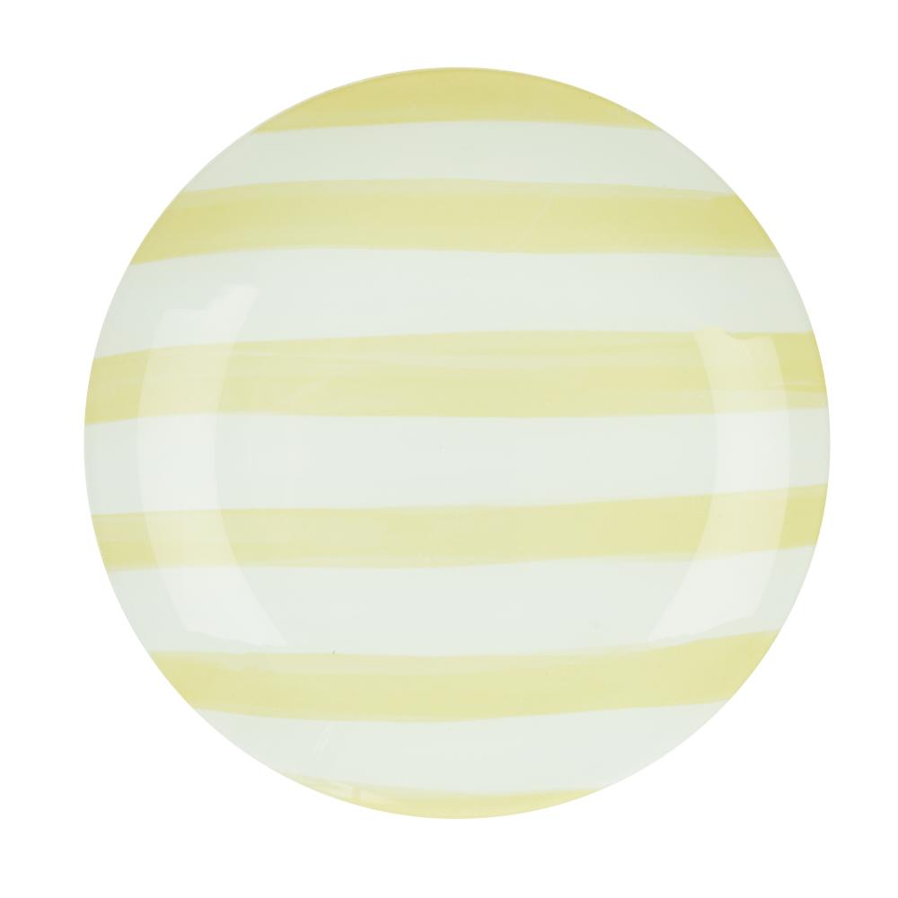 Emporium Lulu Glass Stripe Plate Yellow at Robins Kitchen