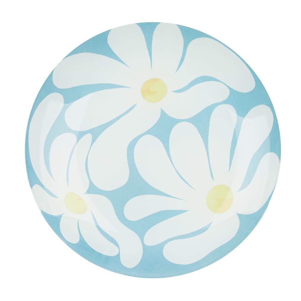 Blue with plate with white flowers -Emporium Lulu Glass Flower Plate 16cm - Robins Kitchen