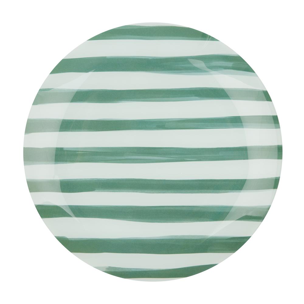 Emporium Lulu Glass Stripe Plate Green at Robins Kitchen
