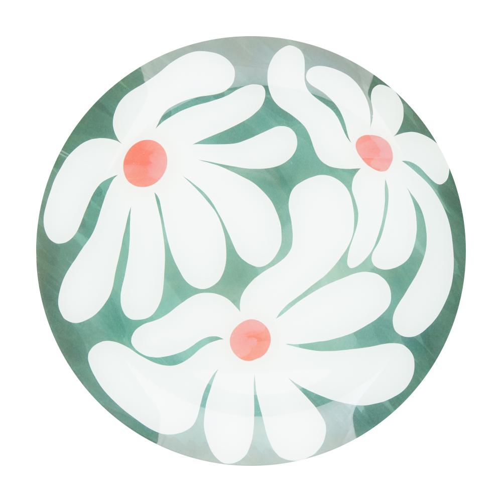 Green with plate with white flowers -Emporium Lulu Glass Flower Plate 16cm - Robins Kitchen