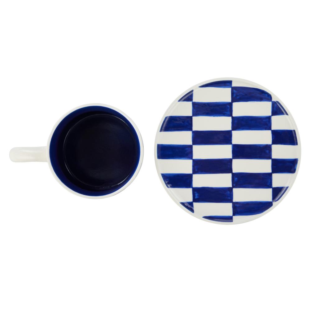 Emporium Check Mug & Plate Set Purple and Blue at Robins Kitchen