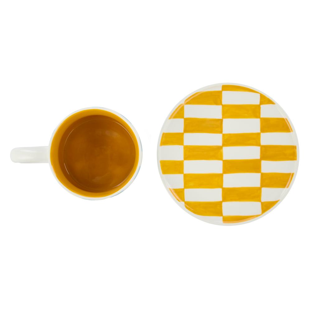 Emporium Check Mug & Plate Set Blue and Yellow at Robins Kitchen