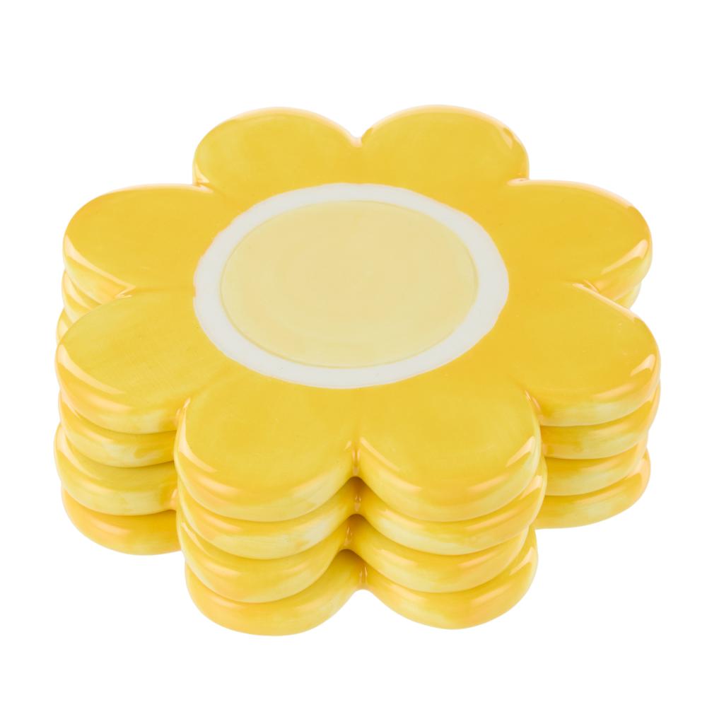 Emporium Set of 4 Posey Flower Coasters yellow at Robins Kitchen