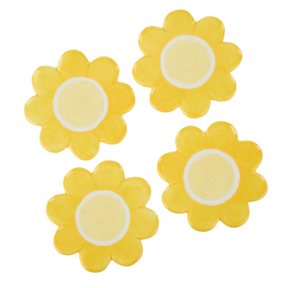 Emporium Set of 4 Posey Flower Coasters yellow at Robins Kitchen
