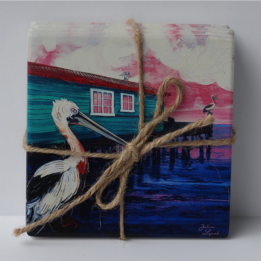 Lilli Rock Pelican Pier 1 Set of 4 Dolomite Coasters Robins Kitchen