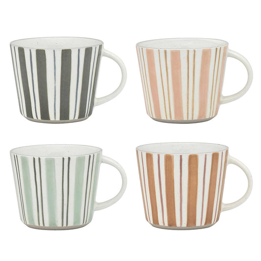 Ecology Chalk Set of 4 Mugs 260ml Multi Striped at Robins Kitchen
