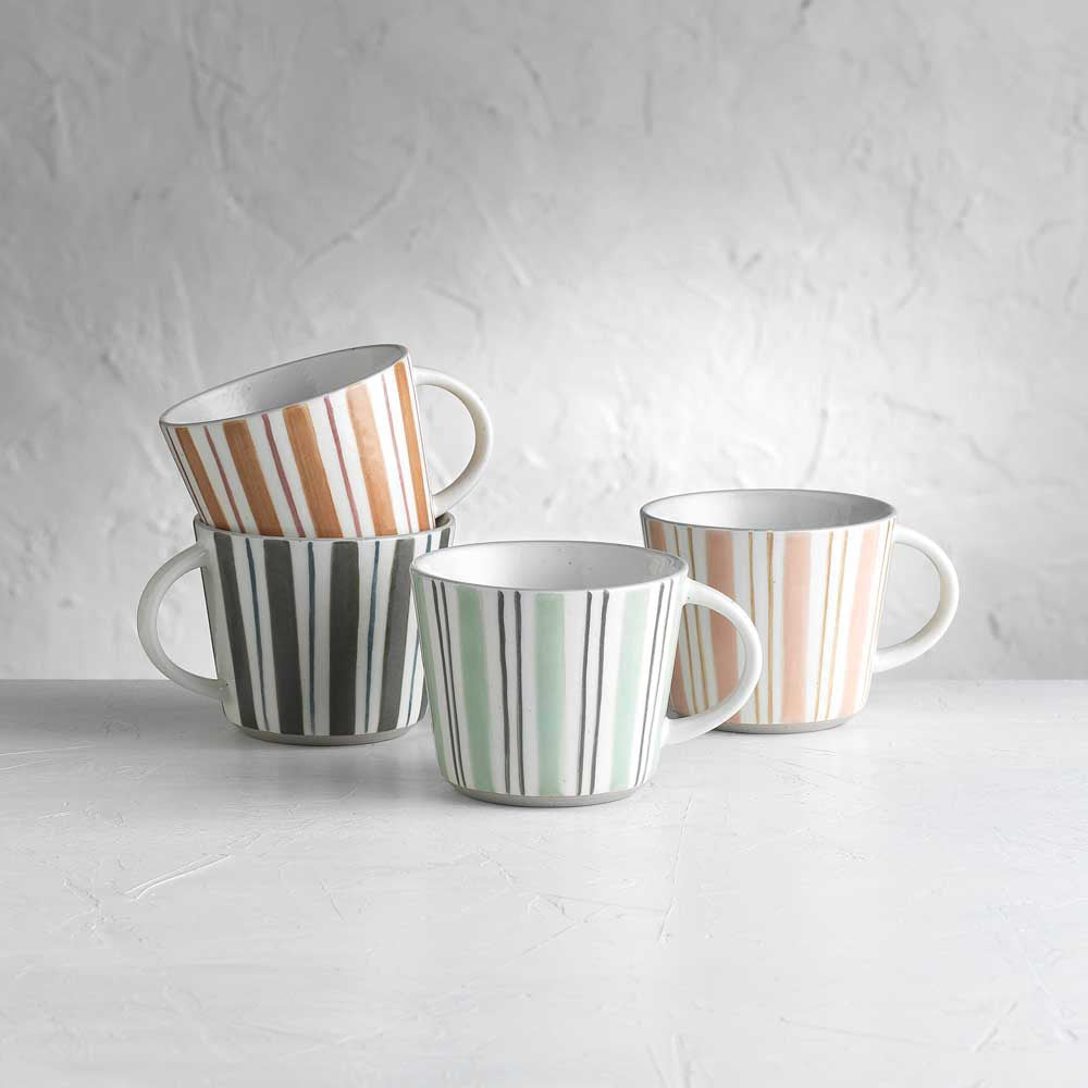 Ecology Chalk Set of 4 Mugs 260ml Multi Striped at Robins Kitchen