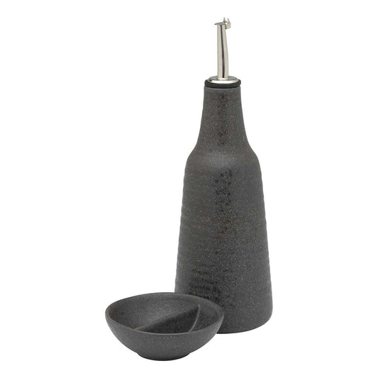 Ecology Ottawa Oil Bottle & Salt Dish Stone Grey at Robins Kitchen