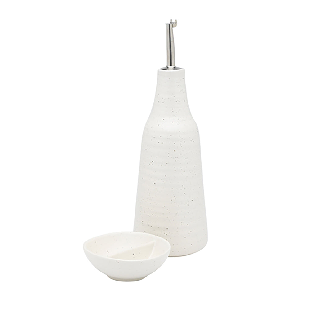 Ecology Ottawa Oil Bottle & Salt Dish Calico Cream at Robins Kitchen