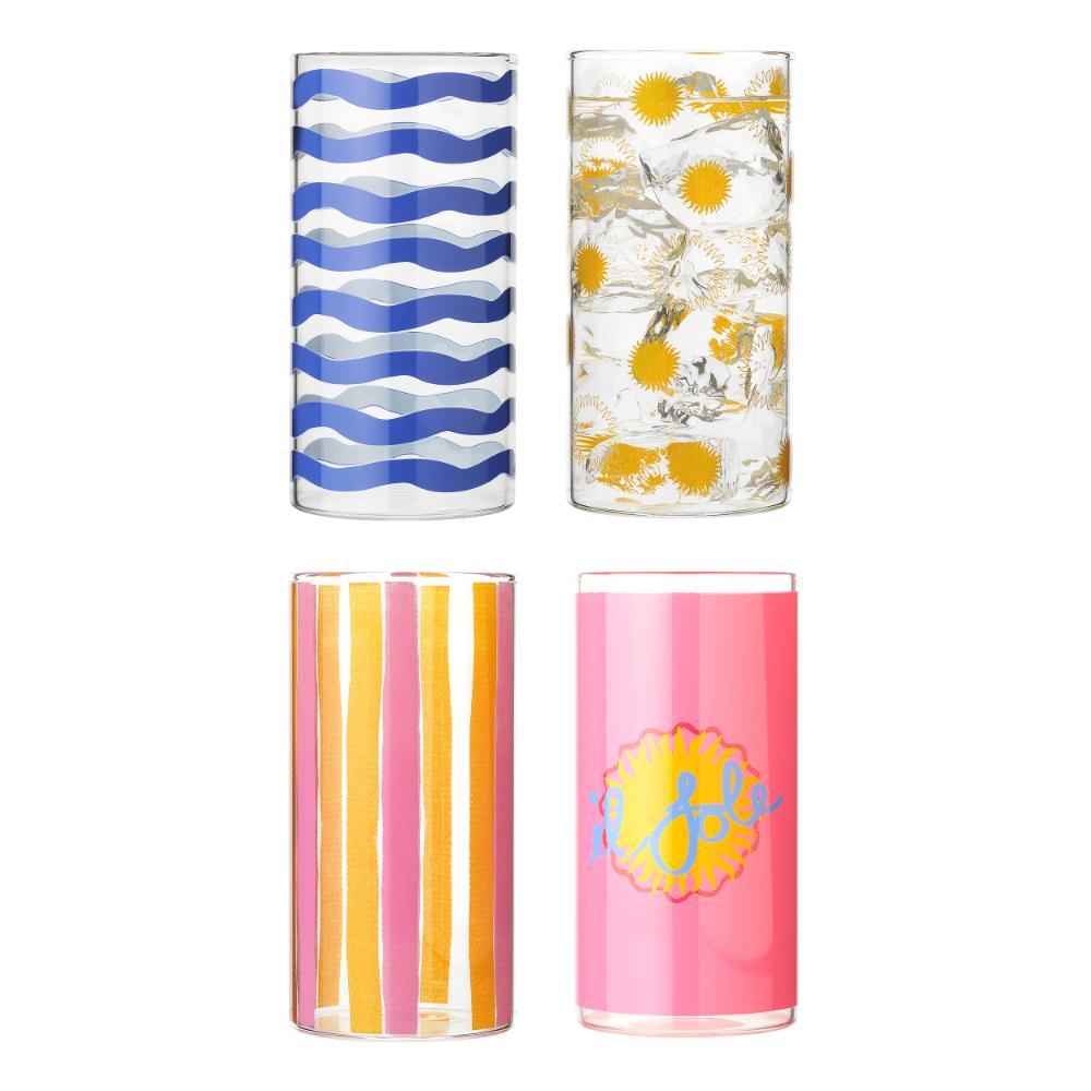 Porto Sole Set of 4 Hiball Tumblers 500ml assorted colours