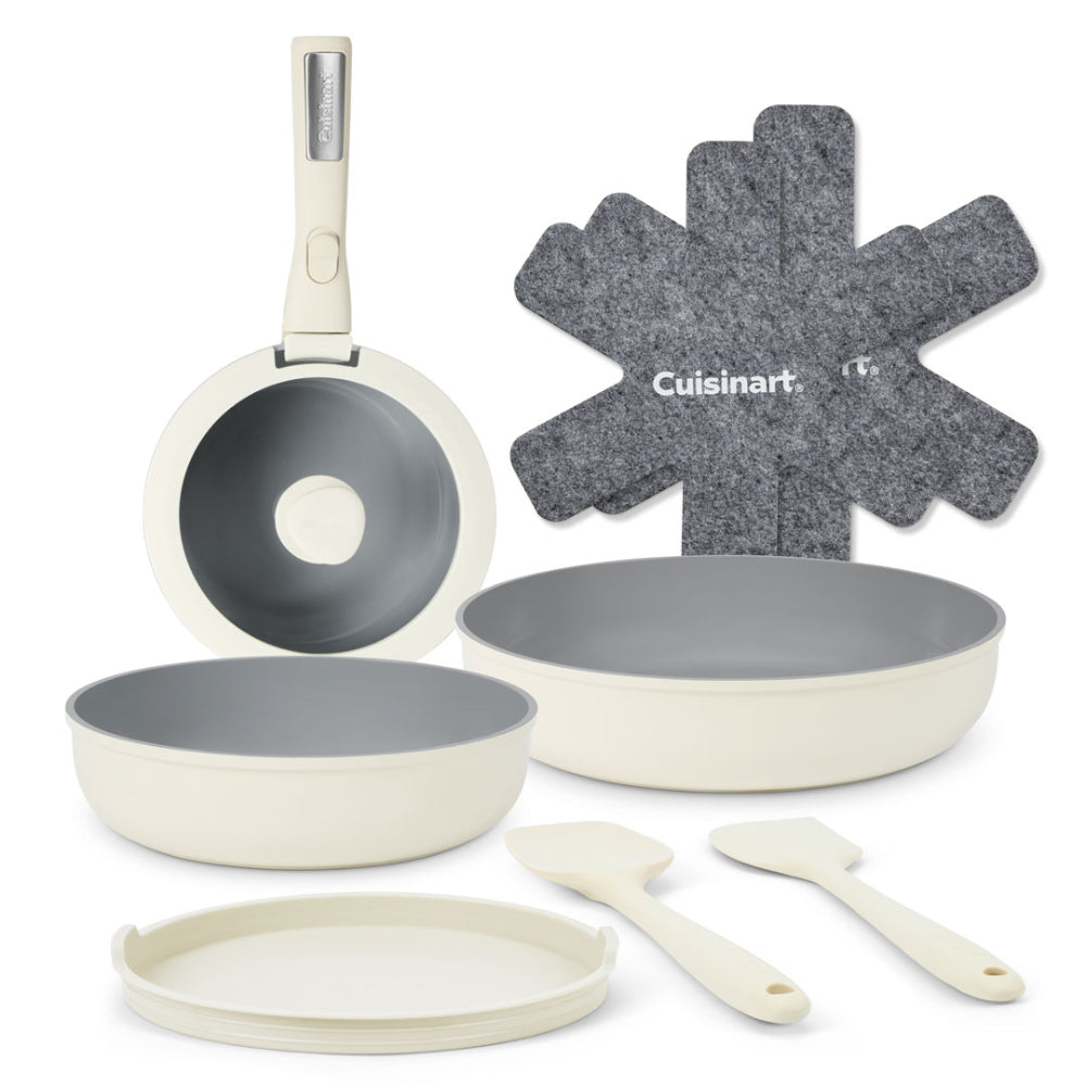 Cuisinart ClickSmart 10 Piece Non Stick Detachable handle Cookware Set Taupe