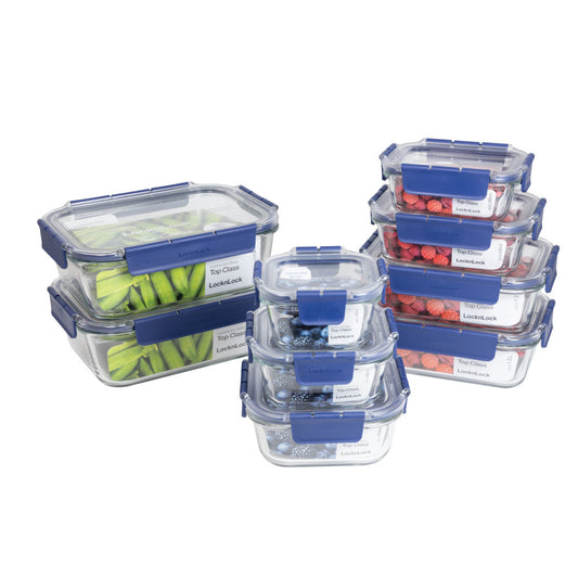 Locknlock Top Class Glass 9 Piece Storage Set
