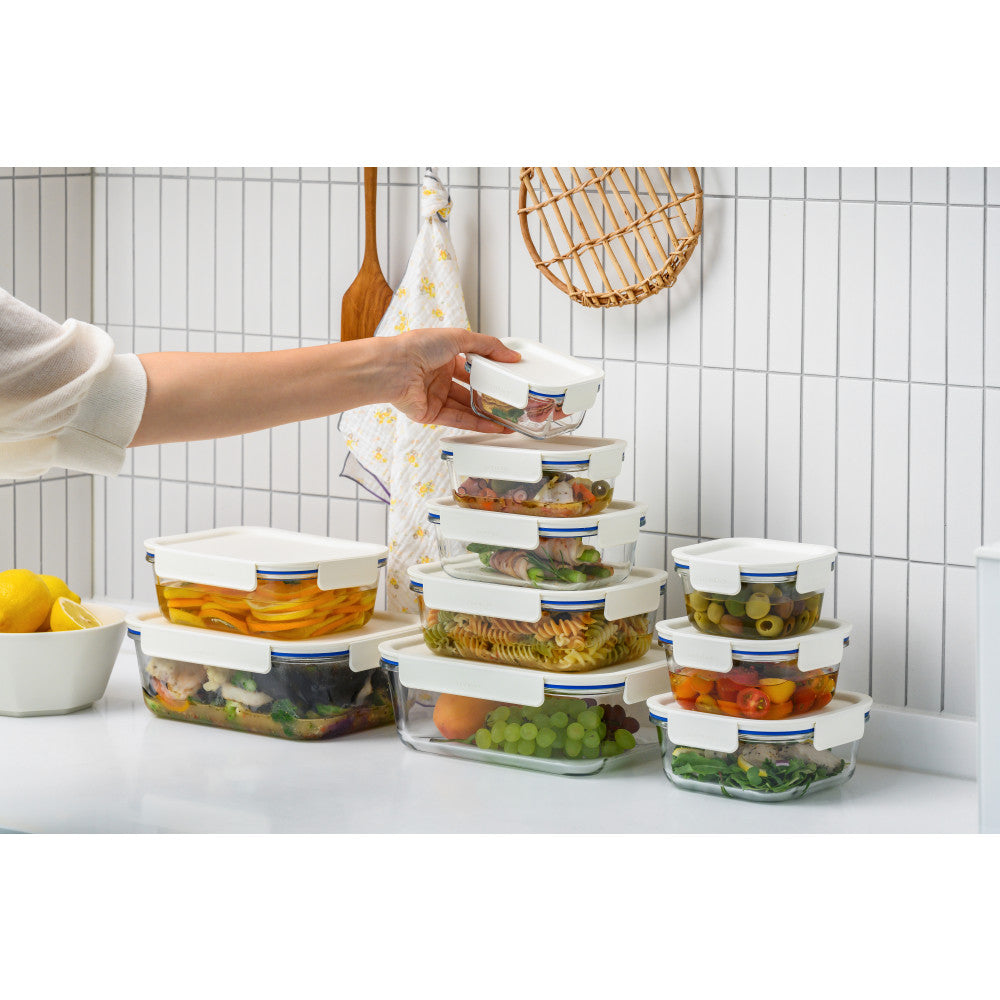 Locknlock Clear Glass White Rectangle Container 160ml