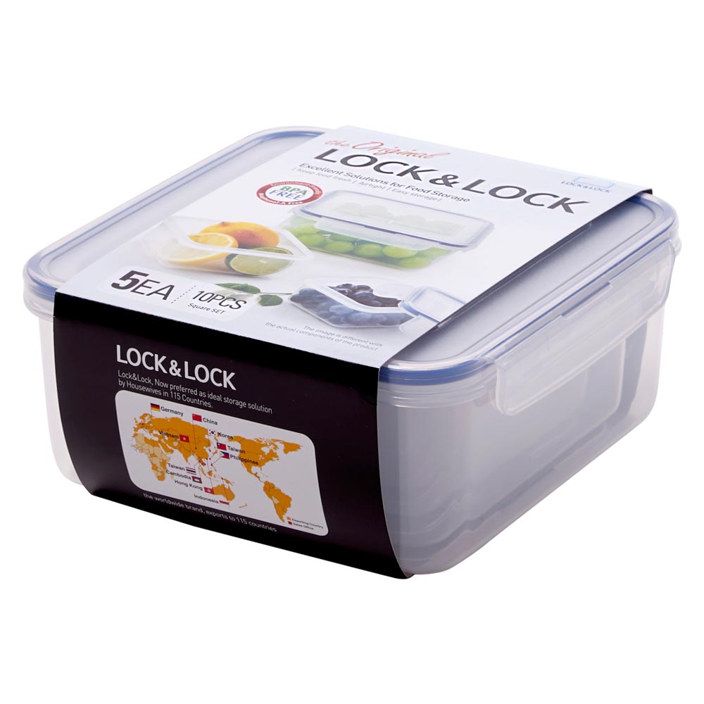 Lock & Lock Classic 5 Piece Square Container  Set