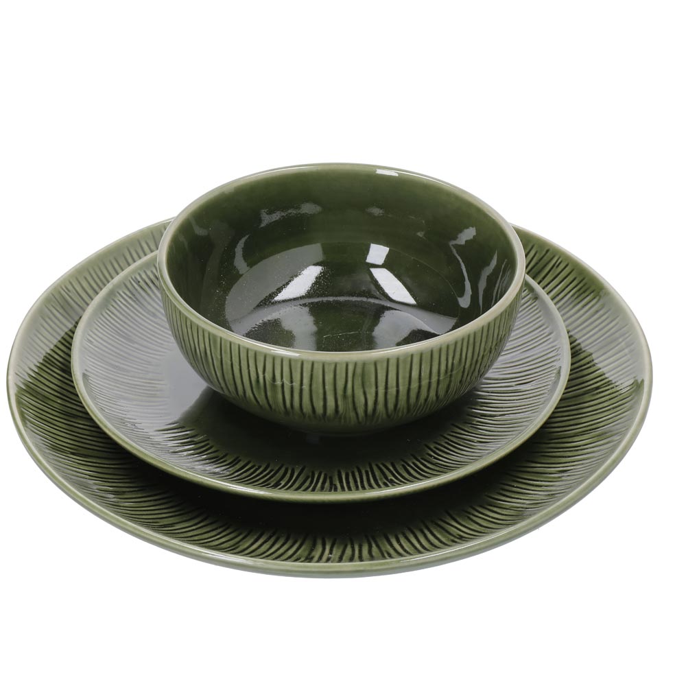 Mikasa Jardin 12 Piece Stoneware Dinner Set Green