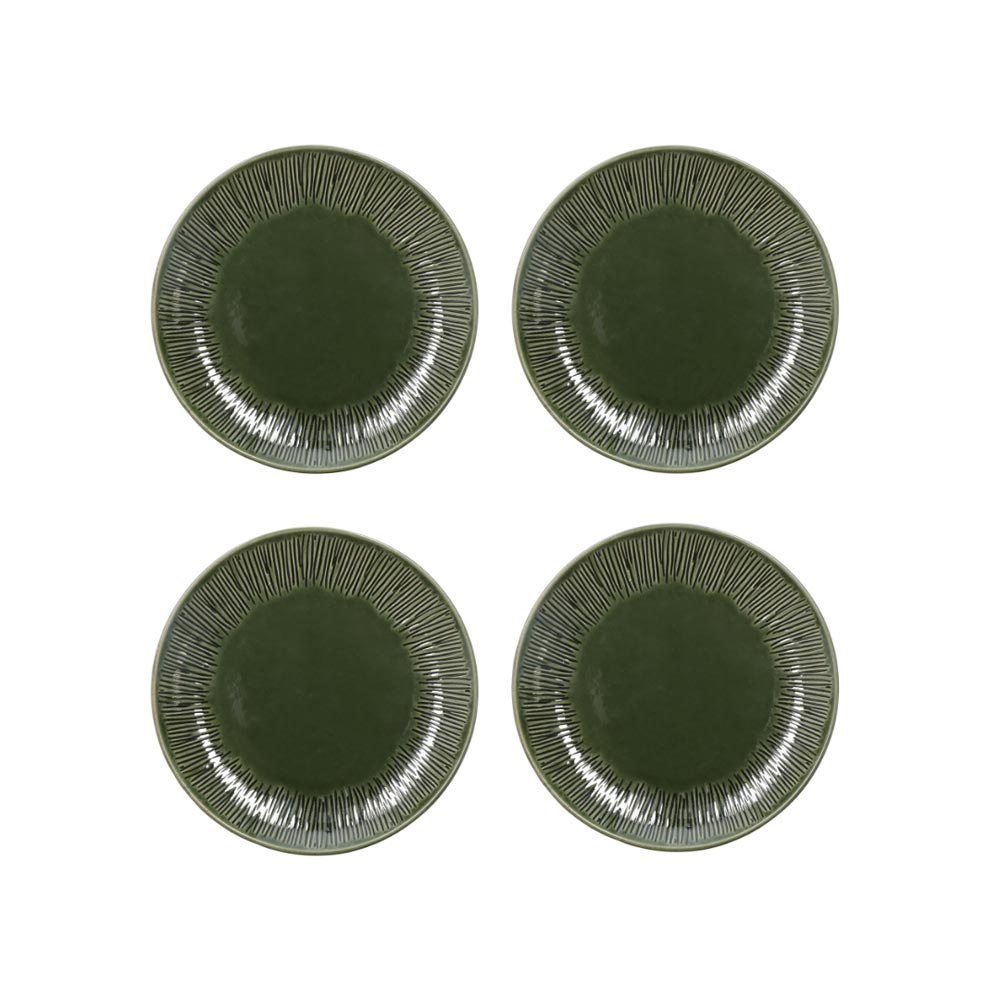 Mikasa Jardin 4 Piece Stoneware Side Plate Set 21.5cm Green