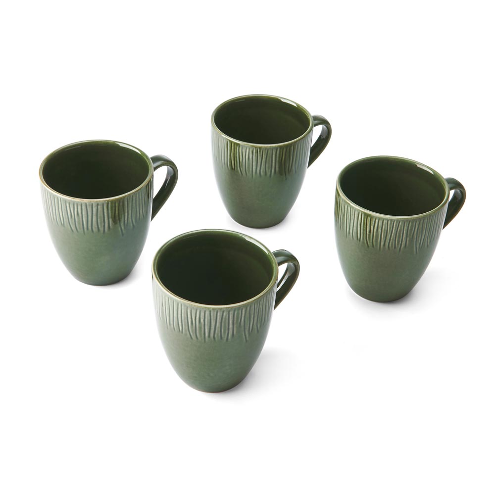 Mikasa Jardin 4 Piece Stoneware Mug Set 420ml Green