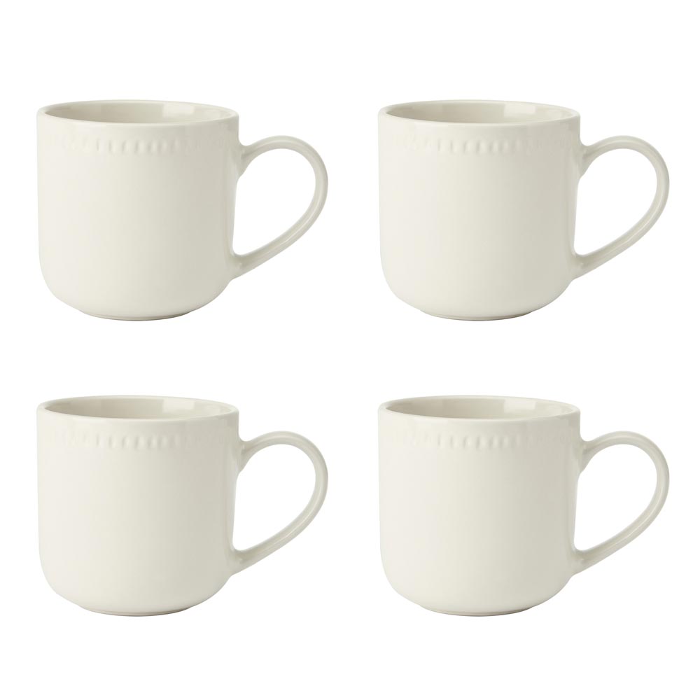 Mikasa Cranborne 4 Piece Stoneware Mug Set 320ml Cream