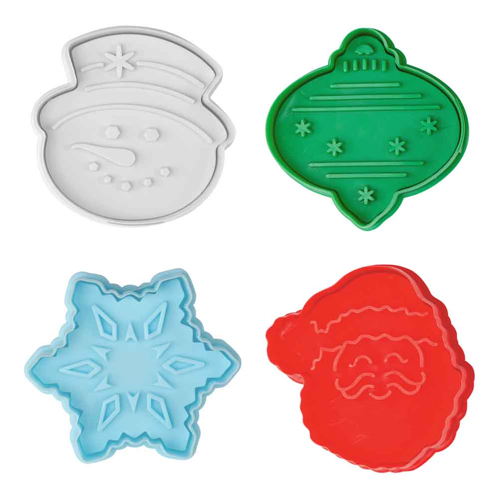 R&M Set of 4 Christmas 3D Cookie Stampers