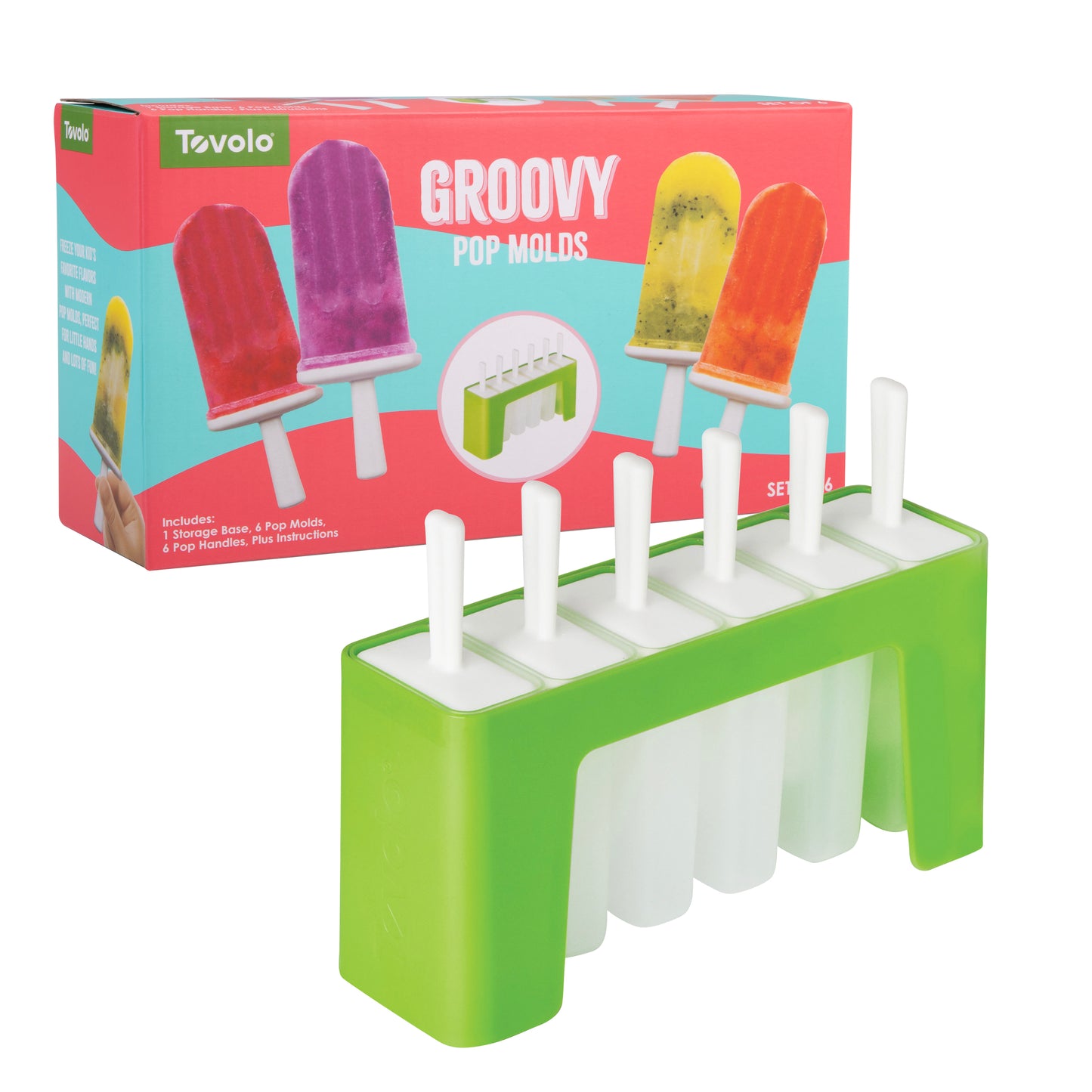 Tovolo Groovy Pop Moulds Set of 6 Spring Green