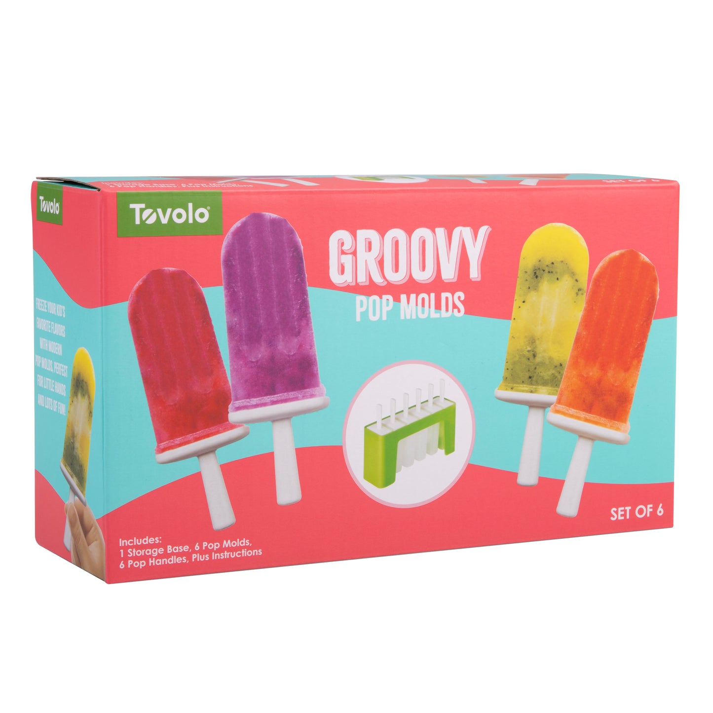 Tovolo Groovy Pop Moulds Set of 6 Spring Green