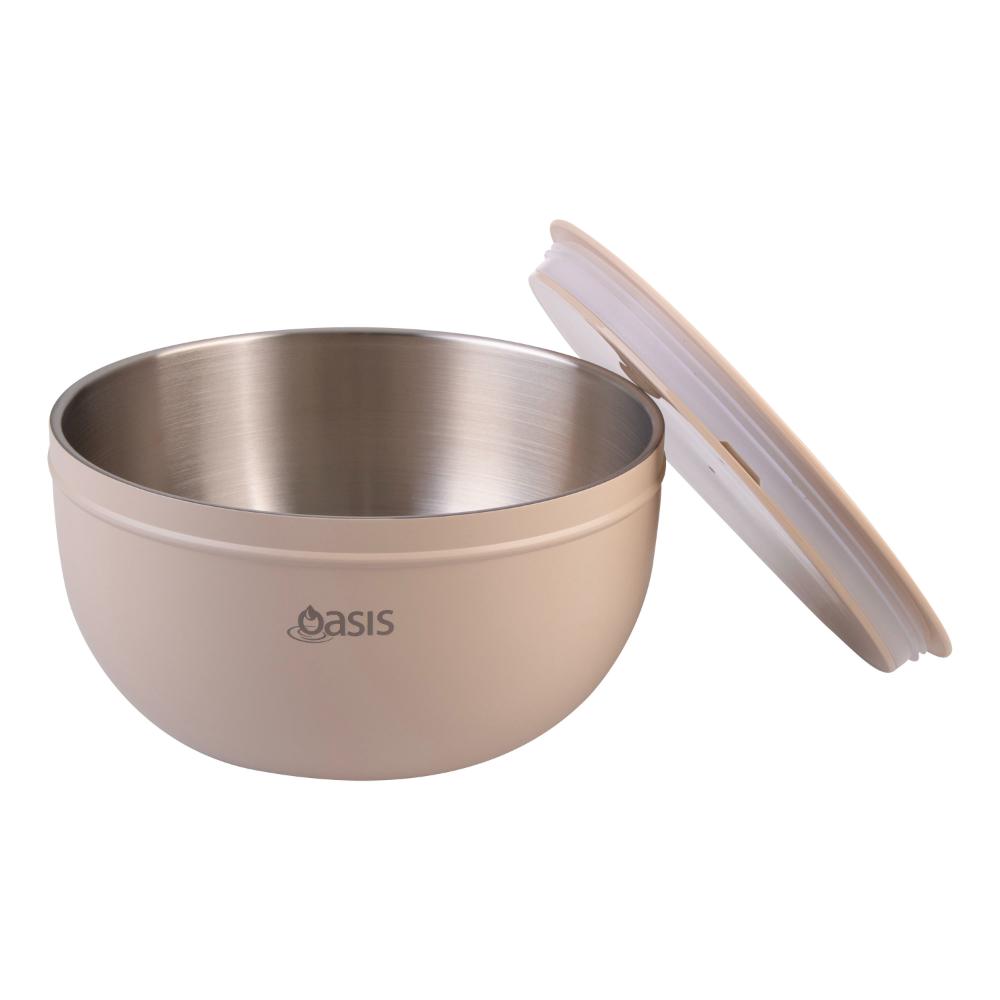 Oasis Stainless Steel Double Wall Salad Bowl with Lid 2.8L