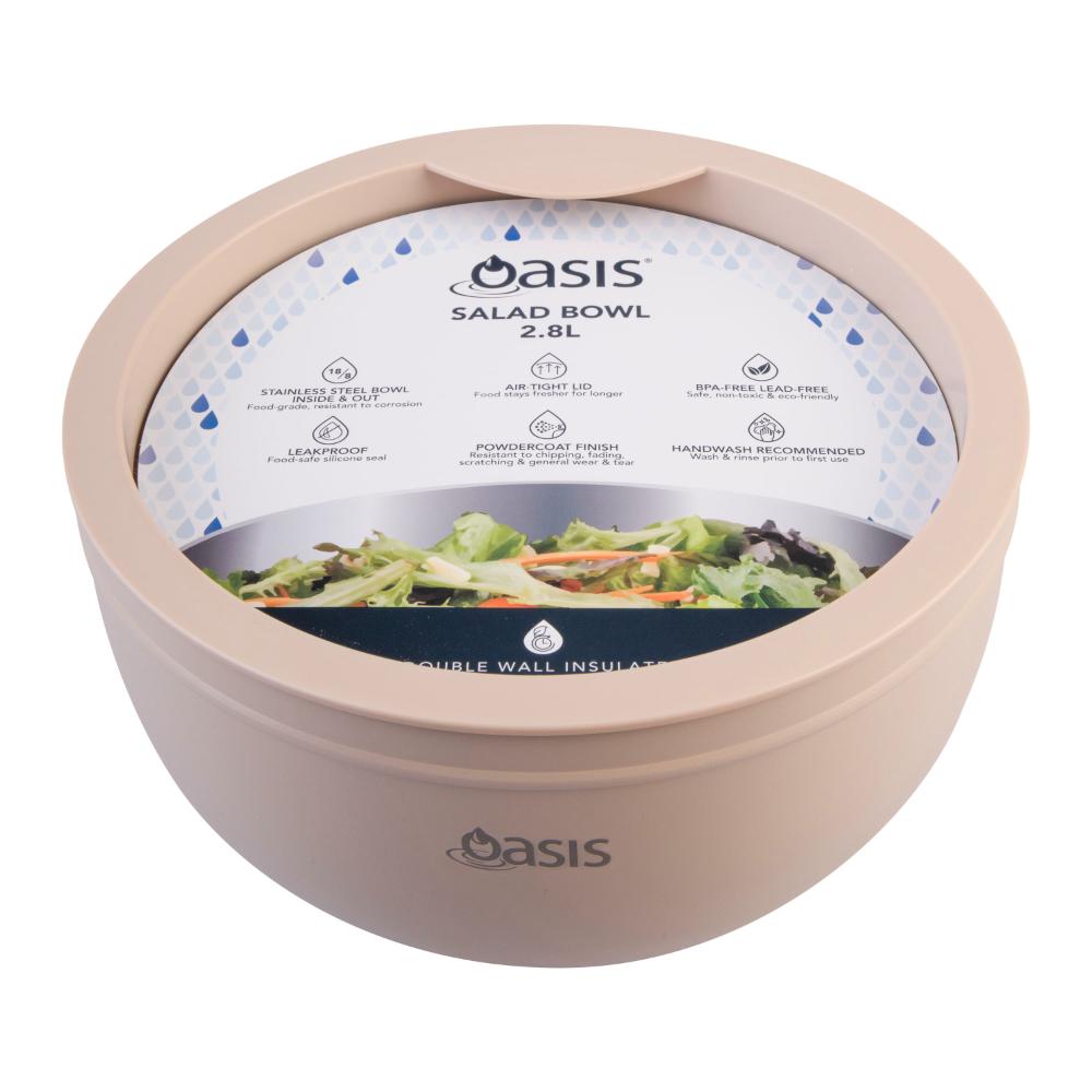 Oasis Stainless Steel Double Wall Salad Bowl with Lid 2.8L