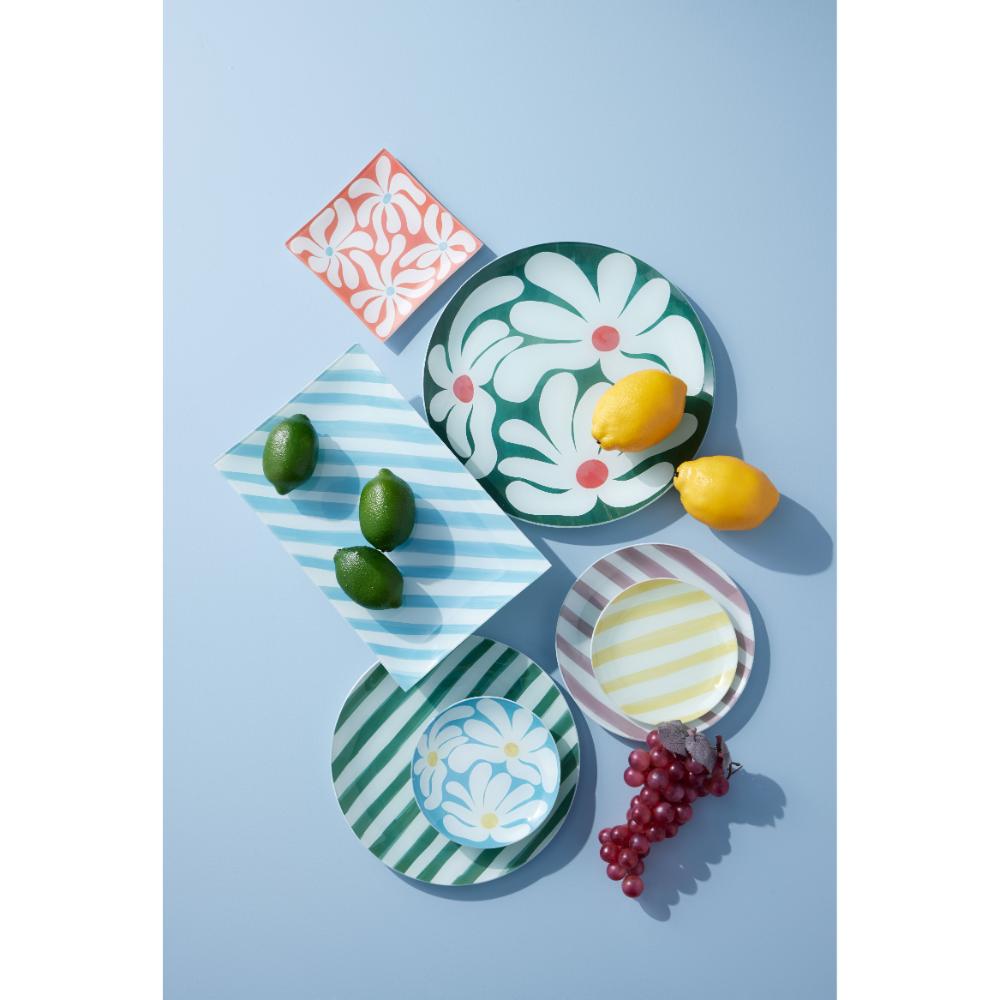 Emporium Lulu Glass Plate Collection with Flowers or stripes at Robins Kitchen