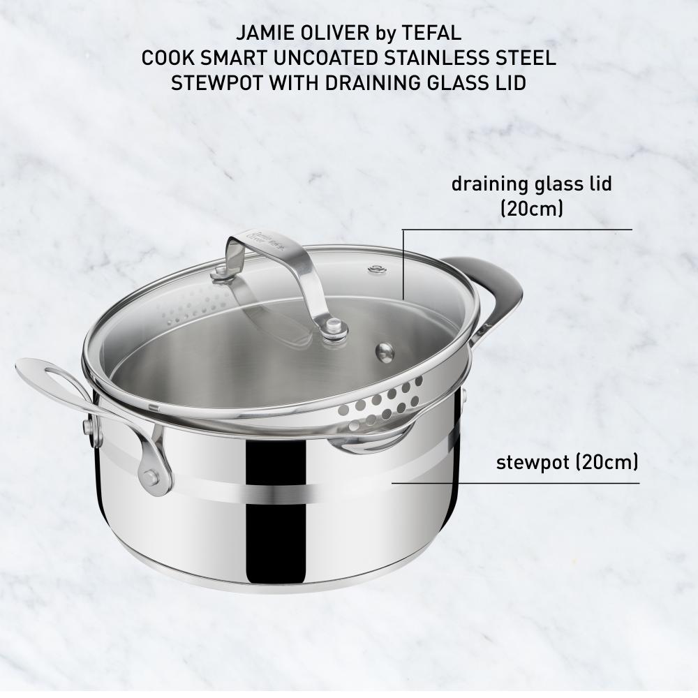 Jamie Oliver by Tefal Cook Smart Induction Stainless Steel 3 Piece Pot Set With Lids
