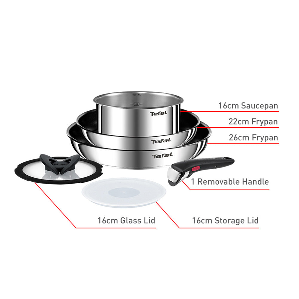 Tefal Ingenio Emotion 6 Piece Induction Non-stick Stainless Steel Cookware Set