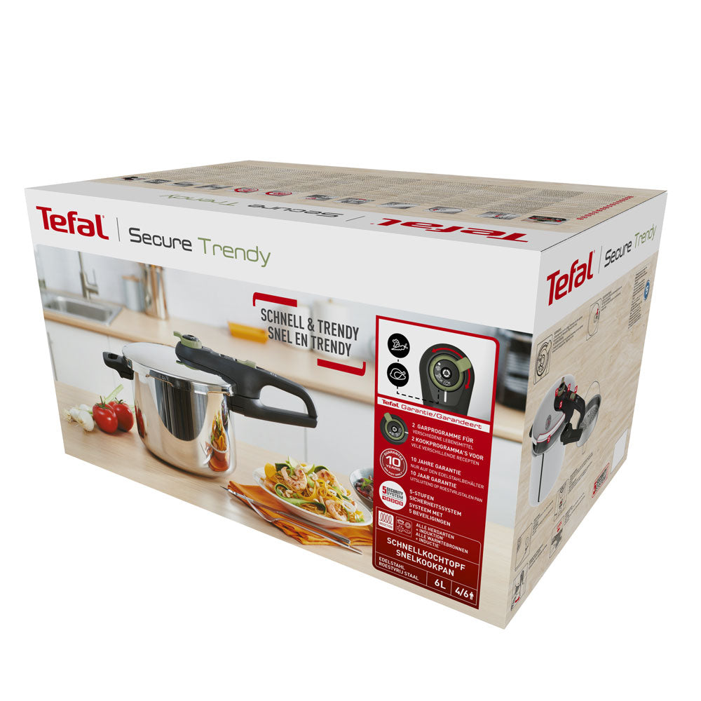 Tefal Secure Trendy Induction Stainless Steel Pressure Cooker 8L