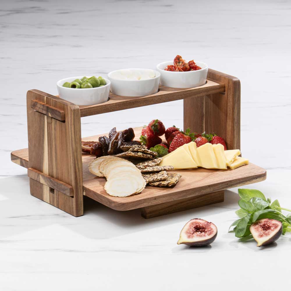 Ladelle Gather 2 Tier Serving Board With 3 Bowls